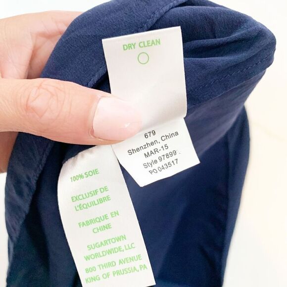 Lilly Pulitzer Navy Silk Macrame Crochet Back Dusk Top Racerback Women’s Size XS - Picture 7 of 9